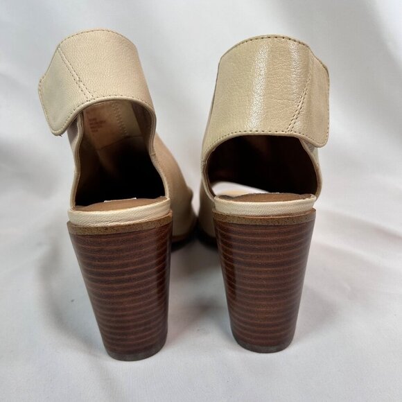 2/$30 Steve Madden Nonstop Size 7B Open Toe Booties Leather Beige - Picture 4 of 7